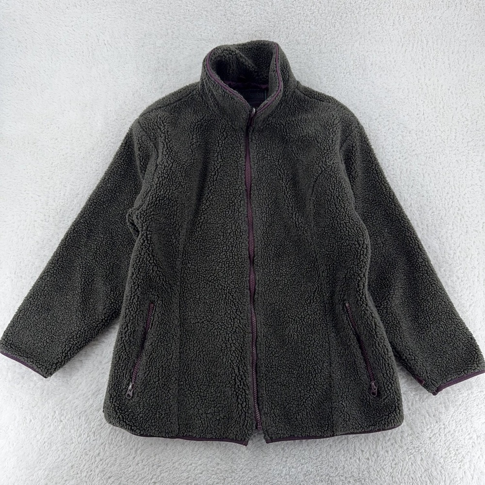 Vintage LL Bean Columbia Sherpa Fleece Jacket Womens Petite Full Zip USA 90s